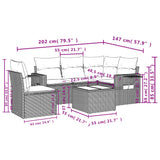 6 Piece Garden Sofa Set with Cushions Black Poly Rattan