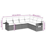 6 Piece Garden Sofa Set with Cushions Black Poly Rattan