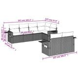 7 Piece Garden Sofa Set with Cushions Beige Poly Rattan - Side View