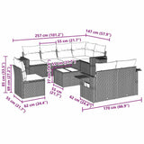 9 Piece Garden Sofa Set with Cushions Black Poly Rattan