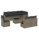 9 Piece Garden Sofa Set with Cushions Grey Poly Rattan - Front View