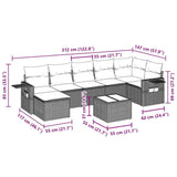 8 Piece Garden Sofa Set with Cushions Black Poly Rattan