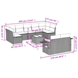 10 Piece Garden Sofa Set with Cushions Grey Poly Rattan - Side View