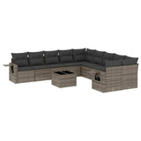 11 Piece Garden Sofa Set with Cushions Grey Poly Rattan