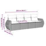 4 Piece Garden Sofa Set with Cushions Black Poly Rattan - Side View