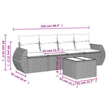 5 Piece Garden Sofa Set with Cushions Beige Poly Rattan
