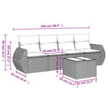 5 Piece Garden Sofa Set with Cushions Grey Poly Rattan - Side View