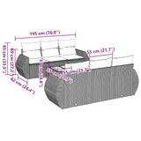 7 Piece Garden Sofa Set with Cushions Black Poly Rattan - Side View