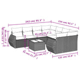 9 Piece Garden Sofa Set with Cushions Grey Poly Rattan