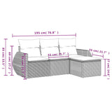 4 Piece Garden Sofa Set with Cushions Black Poly Rattan - Side View