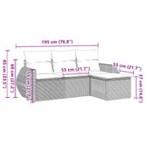 4 Piece Garden Sofa Set with Cushions Black Poly Rattan - Side View