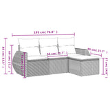 4 Piece Garden Sofa Set with Cushions Grey Poly Rattan