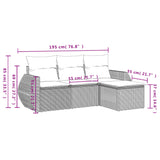 4 Piece Garden Sofa Set with Cushions Grey Poly Rattan - Side View
