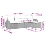 5 Piece Garden Sofa Set with Cushions Black Poly Rattan