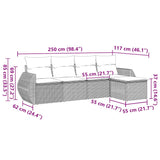 5 Piece Garden Sofa Set with Cushions Black Poly Rattan - Side View