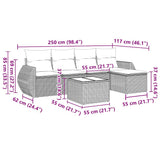 6 Piece Garden Sofa Set with Cushions Black Poly Rattan