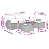 6 Piece Garden Sofa Set with Cushions Black Poly Rattan - Side View