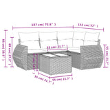 5 Piece Garden Sofa Set with Cushions Beige Poly Rattan