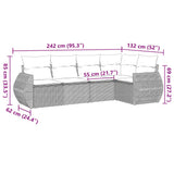 5 Piece Garden Sofa Set with Cushions Black Poly Rattan