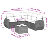 6 Piece Garden Sofa Set with Cushions Grey Poly Rattan - Side View