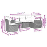 5 Piece Garden Sofa Set with Cushions Black Poly Rattan