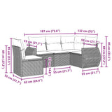 5 Piece Garden Sofa Set with Cushions Black Poly Rattan - Side View