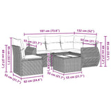 6 Piece Garden Sofa Set with Cushions Black Poly Rattan - Side View