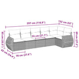 6 Piece Garden Sofa Set with Cushions Black Poly Rattan - Side View