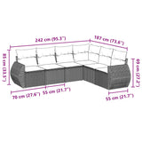 6 Piece Garden Sofa Set with Cushions Black Poly Rattan - Side View