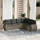 6 Piece Garden Sofa Set with Cushions Grey Poly Rattan