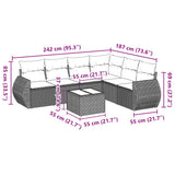 7 Piece Garden Sofa Set with Cushions Black Poly Rattan - Side View