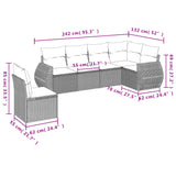 6 Piece Garden Sofa Set with Cushions Black Poly Rattan - Side View