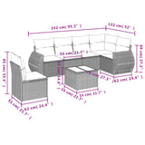 7 Piece Garden Sofa Set with Cushions Grey Poly Rattan - Side View