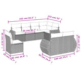 8 Piece Garden Sofa Set with Cushions Black Poly Rattan - Side View