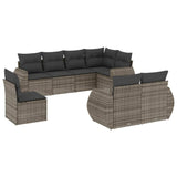 8 Piece Garden Sofa Set with Cushions Grey Poly Rattan - Front View