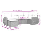6 Piece Garden Sofa Set with Cushions Black Poly Rattan - Side View