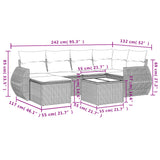 7 Piece Garden Sofa Set with Cushions Grey Poly Rattan - Side View