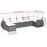 7 Piece Garden Sofa Set with Cushions Black Poly Rattan - Side View