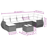 8 Piece Garden Sofa Set with Cushions Black Poly Rattan - Side View