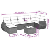 8 Piece Garden Sofa Set with Cushions Black Poly Rattan - Side View
