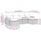 6 Piece Garden Sofa Set with Cushions Black Poly Rattan - Side View