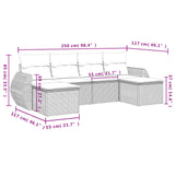 6 Piece Garden Sofa Set with Cushions Grey Poly Rattan - Side View