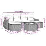7 Piece Garden Sofa Set with Cushions Black Poly Rattan
