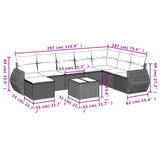 8 Piece Garden Sofa Set with Cushions Black Poly Rattan
