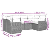 6 Piece Garden Sofa Set with Cushions Black Poly Rattan - Side View