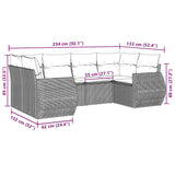 6 Piece Garden Sofa Set with Cushions Black Poly Rattan