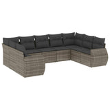 9 Piece Garden Sofa Set with Cushions Grey Poly Rattan