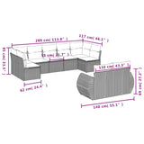 9 Piece Garden Sofa Set with Cushions Grey Poly Rattan - Side View