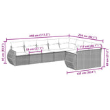 9 Piece Garden Sofa Set with Cushions Black Poly Rattan - Side View