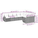 9 Piece Garden Sofa Set with Cushions Grey Poly Rattan